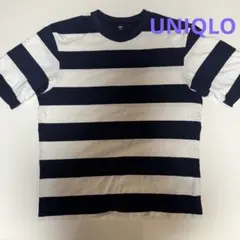 UNIQLO ネイビー ホワイト ストライプ Tシャツ M