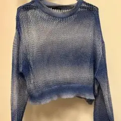 グラデーションブルー クロップドメッシュニットのサムネイル