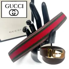 GUCCI グッチ ベルト Gバックル シェリーライン レザー 金具 - メルカリ
