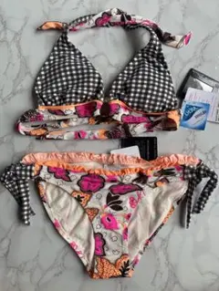 【セール】PHAX ビキニ レトロかわいいチェック 花柄のサムネイル