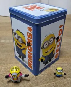 『ミニオンズ』チョコレート空缶＆ミニオンズ(ミニオンボブ・タキシードサム)2体