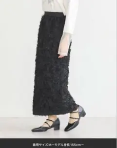 earth music&ecology フラワーチュールナロースカート　ブラック
