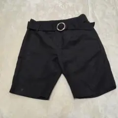 コムサイズム　黒 ベルト付き 麻、レーヨン　ハーフパンツ