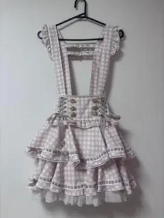 リズリサ LIZLISA はしごリボンギンガムティアードスカパン ピンク