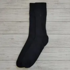 POLO RALPHLAUREN　ラルフローレン　黒ソックス　ロゴ刺繍　クルー丈