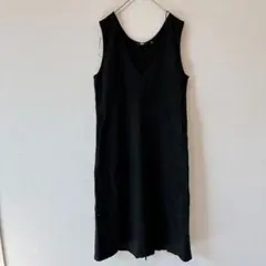 UNIQLO 【Ｍ】 ノースリーブ Vネック ワンピース　ブラック　レディース