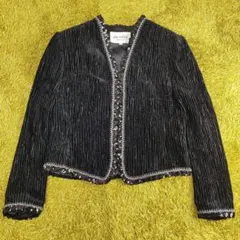 【美品】JUN ASHIDA　ベロアリブノーカラージャケット 　プリーツ 11のサムネイル