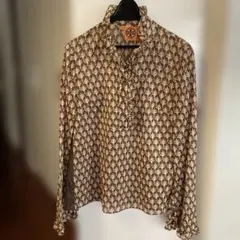 TORY BURCH コットン長袖ブラウス ブラウン 総柄 サイズ0のサムネイル