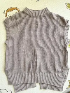 NICE CLAUP ピンクベージュ ニットベスト レースアップ