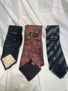 ^*^様 ネクタイ3本セット ネイビー ストライプ 赤柄 ビジネス シルク