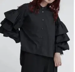 RADIATE ヤマダヤ　ボリュームフリルスリーブブラウス 　ブラック