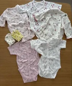 西松屋　ロンパース　肌着　ベビー　新生児　いちご　花　ミトン　カバーオール