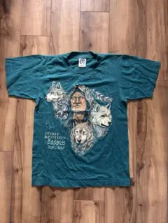 90s インディアン　狼　Tシャツ　オオカミ　ヴィンテージ　ウルフ　アニマル