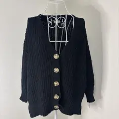 in loom ブラックニットカーディガン【M】