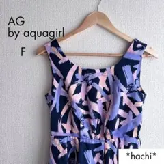エージーバイアクアガール 総柄ワンピース ネイビー F ノースリーブ