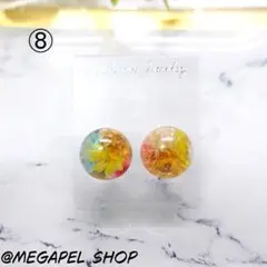 華色雫｜ドライフラワー レジン 球体ピアス（1.3cm／ステンレス）8