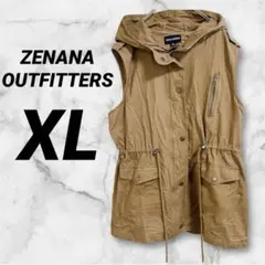 ZENANA OUTFITTERS フード付きブラウン ベスト XL ジレ
