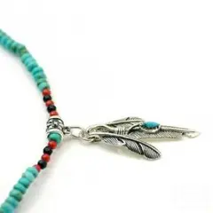 ターコイズ トリプルフェザー ブルービーズ メンズ