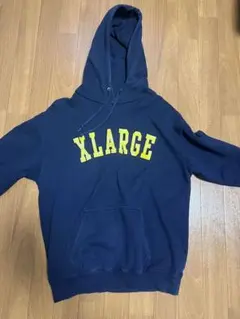 XLARGE ネイビー フード付きパーカー