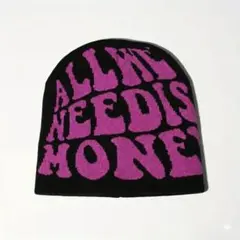 ビーニー y2k グランジ 海外ストリート ニット帽　ふわふわスタッズopium