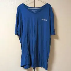 NAUTICA 青 Vネック オーバーサイズTシャツ 2XL/3XL美品