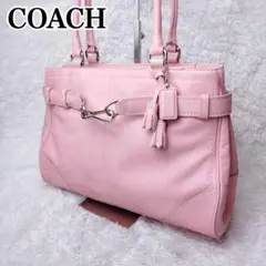 【美品】COACH コーチ トートバッグ 金具 ジャッキー ピンク 肩掛け