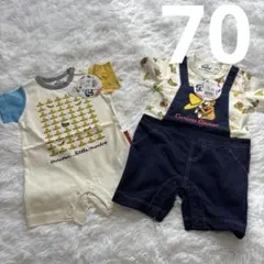 【新品】おさるのジョージ　Curious George バナナ柄ロンパース　70