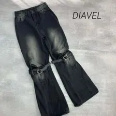 DIAVELディアベル　ダメージワイドデニムSニーベルト　黒　フェード個性派のサムネイル