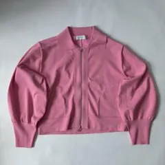 アダムエロペ サステナブル・UVカットクロップドZIPカーディガン ピンクのサムネイル