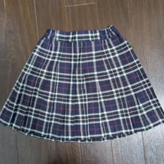 中古　ネイビー系チェック柄スカート 115-125cm