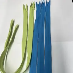 水色と黄緑色の裏使いファスナー 5本セット 約29cm〜49cm