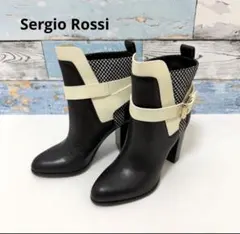 セルジオロッシ ブラック　ホワイト　ベルト　ショート　ブーツ 34 美品　22