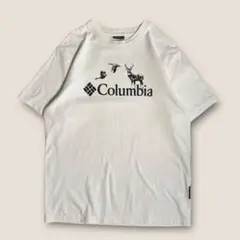 【ヘンプ混】columbia ロゴ デザイン Tシャツ 白 大きめ