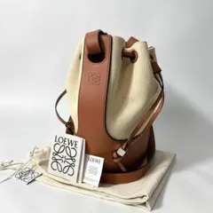 LOEWE ロエベ バルーンバッグ ショルダーバッグ キャンバス レザー タン
