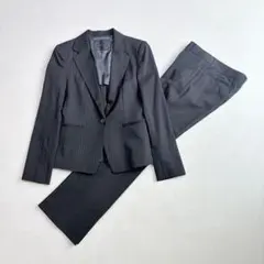 美品 UNTITLED パンツスーツ ブラック ストライプ サイズ2 日本製