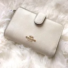 極美品♡COACH コーチ二つ折り財布 シボ革 レザー コンパクト カードケース
