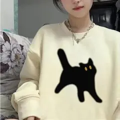 スウェット アプリコット クロネコ 黒猫 【大人気】レディース XL