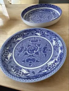 花柄　大皿2枚セット 深皿／平皿 インテリア お料理