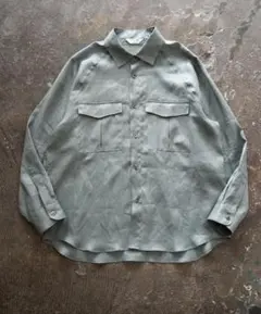 STILL BY HAND リネン両胸ポケットシャツBLUE GRAYのサムネイル