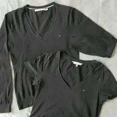 まとめ売りTOMMY HILFIGER ブラック Vネックセーター＆Tシャツ