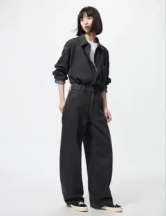 ユニクロ バギーカーブジーンズ ダークグレー 27