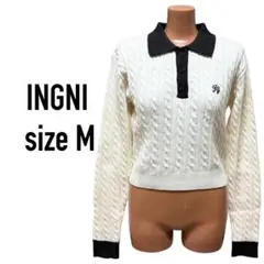 INGNI ケーブル 胸 刺しゅう 配色 ポロ ニット