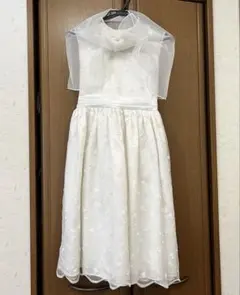 キッズ ドレス　フォーマルドレス ホワイト パール装飾　発表会　結婚式