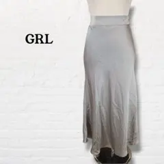 グレイル GRL☆サテンマーメイドスカート ロングスカート【S】光沢 カーキ