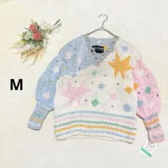 LINDA MISHAN【M】 ビンテージニット ビジュー Vネック 個性的