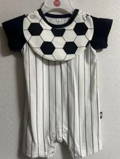 新品未使用　サッカー柄ロンパース 70サイズ