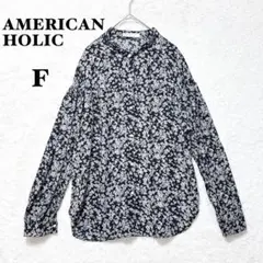 アメリカンホリック スタンドカラー シャツ ブラウス 花柄 F 総柄 シフォン