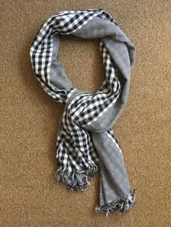 未使用品 チェック柄 ストール ギンガムチェック × 千鳥格子 コットン100%