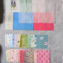 コットン生地 はぎれセット 多様なデザイン くるみボタン材料・キルト芯付き