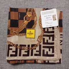 FENDI コットンスカーフ チェーンデザイン 大判ハンカチ